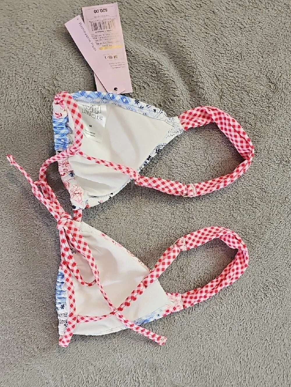 Wild Fable Women's M Pink & Blue Patchwork Textured Bikini Set